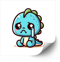 Thumbnail for Sad Kawaii Blue Dinosaur Sticker | Cute Crying Dino Vinyl Decal