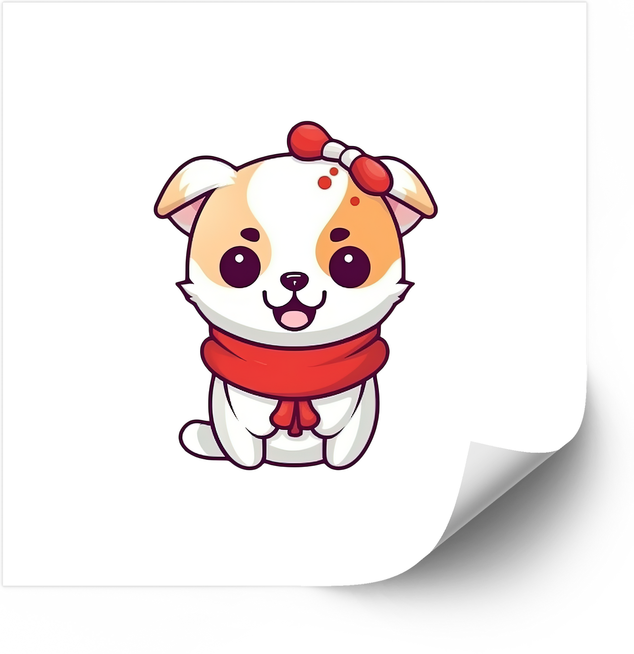 Cute Kawaii Puppy Christmas Sticker | Festive Bow Scarf Dog Vinyl Decal