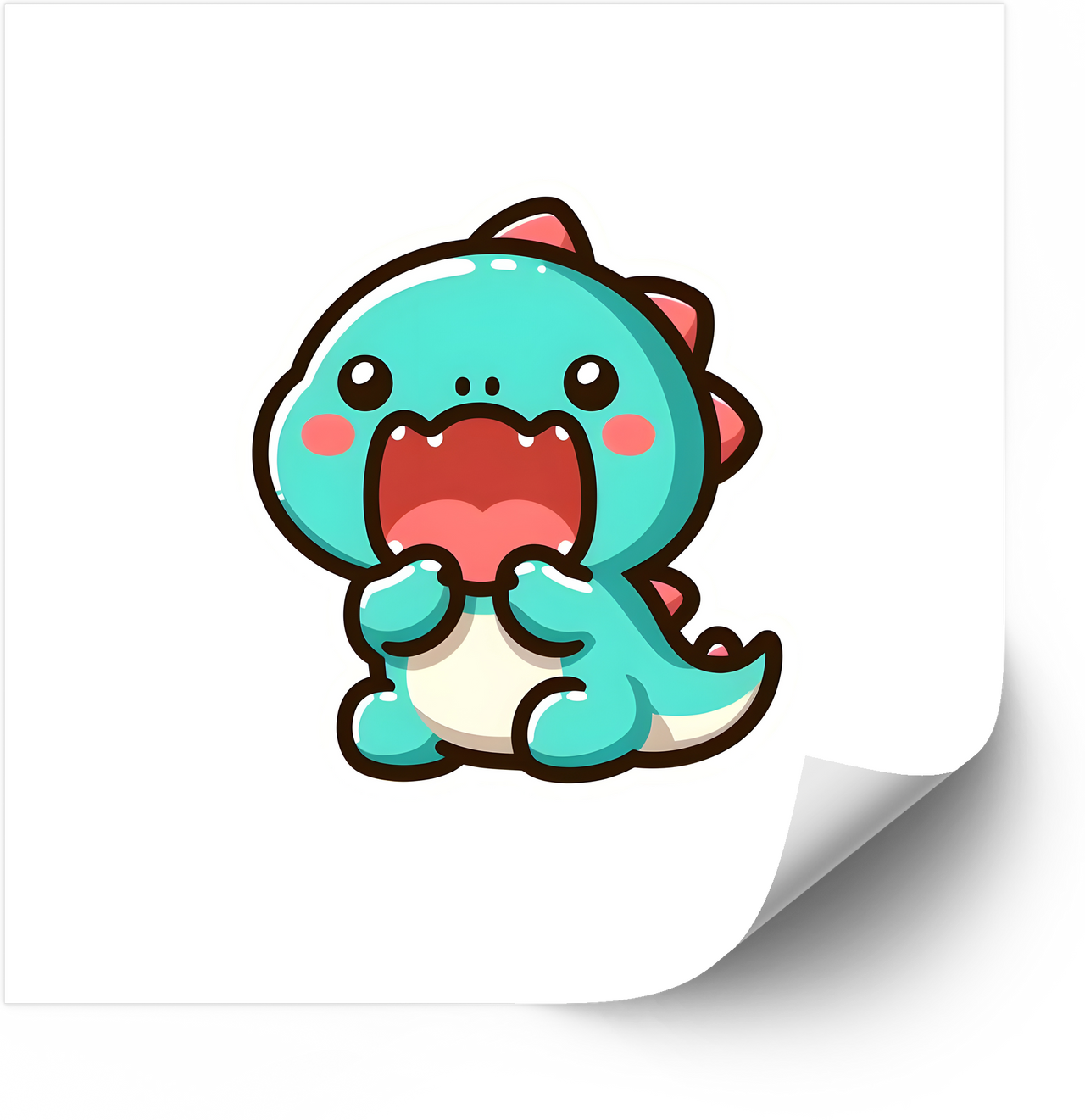 Yawning Kawaii Dinosaur Sticker | Cute Open Mouth Dino Vinyl Decal