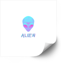 Thumbnail for Cute Alien Head Y2K Aesthetic Sticker | Pink Blue Holographic Vinyl Decal