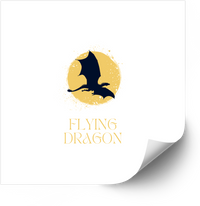 Thumbnail for Flying Dragon Golden Moon Sticker | Fantasy Silhouette Vinyl Decal