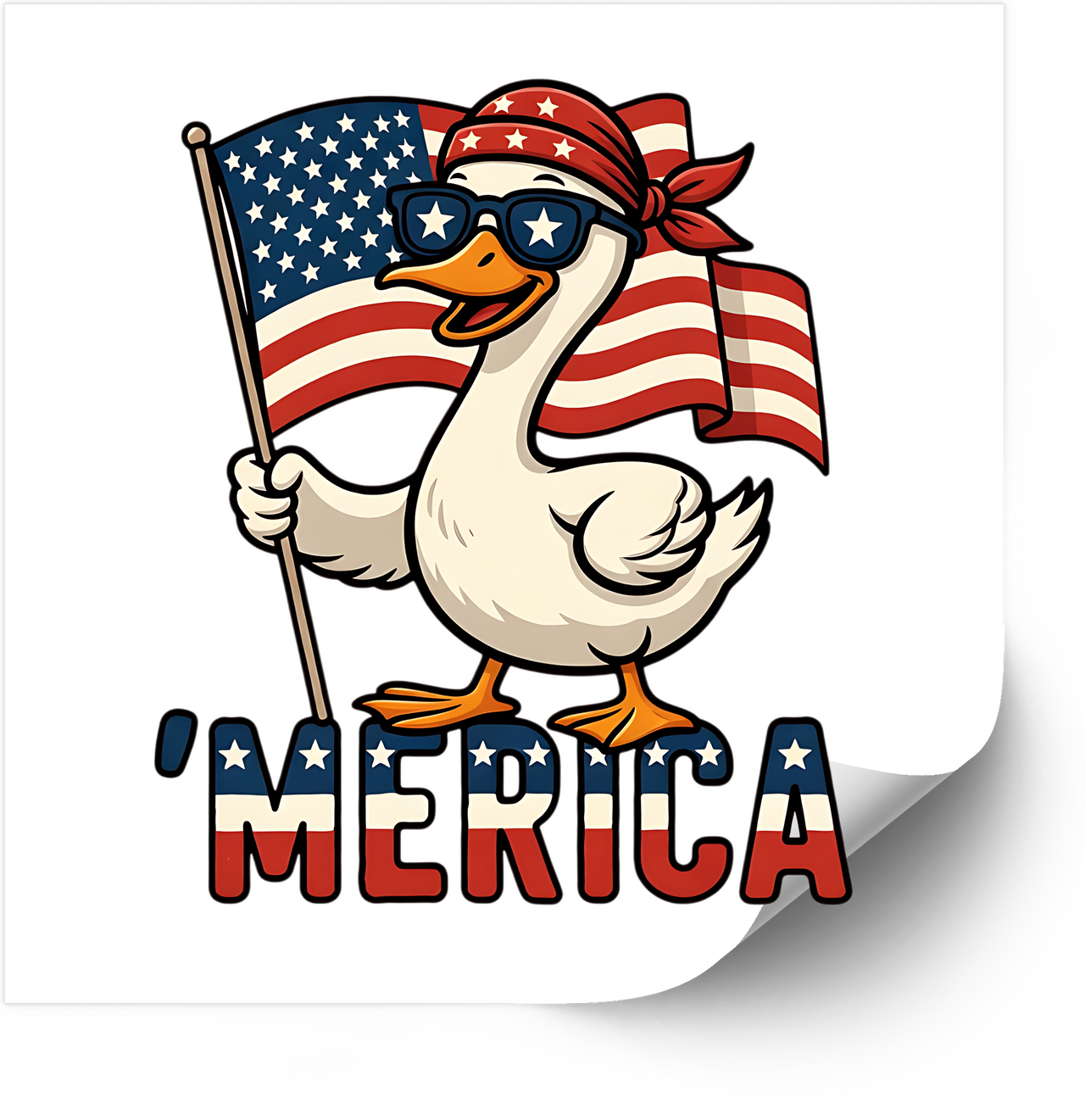 'Merica Patriotic Goose Sticker | Funny American Flag Goose Vinyl Decal