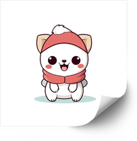 Thumbnail for Cute Kawaii Cat Santa Hat Sticker | Christmas Kitten Vinyl Decal